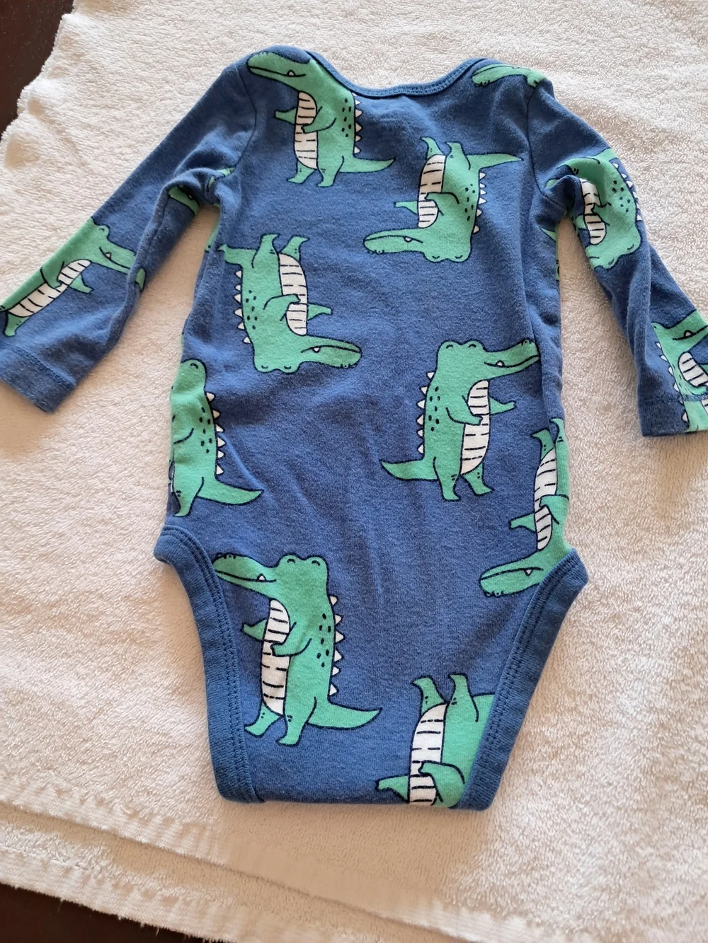 Carter's Blue Long-Sleeve Crocodile Print One-Piece